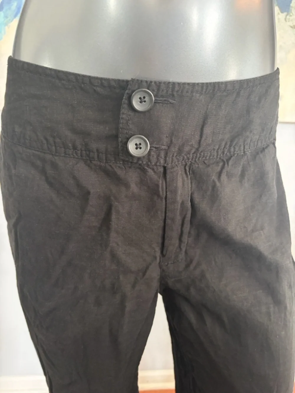 BANANA REPUBLIC Y2K Vintage Linen Black Straight-Leg Camden Chinos